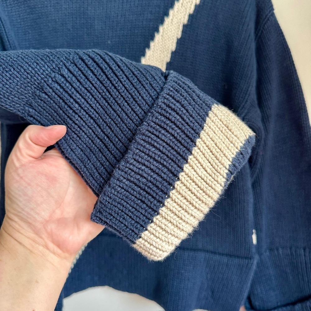 Victor Alfaro Collective Sweater Womens Small Navy Mock Neck Diagonal Stripe - Picture 5 of 10